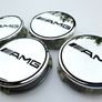 4x AMG SILVER Mercedes Benz 75mm Alloy Wheel Center Caps cap Hub Cover  E S C S CLK 75 Image 2