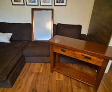 Entryway Solid Console Table with 2 drawers and Wall mirror - teak