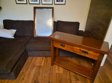 Entryway Solid Console Table with 2 drawers and Wall mirror - teak