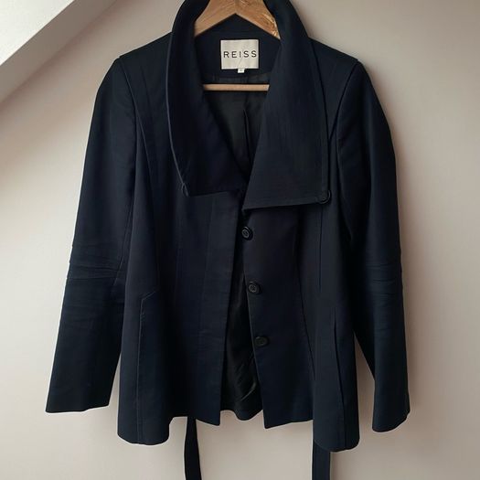 Reiss Black Funnel Neck Coat
