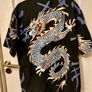 Vintage 90s Ninety Black Dragon Button Up Shirt Short Sleeve Kanji Print Harajuku Streetwear Y2K XL Image 6