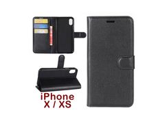 New PU Leather Holder Card Slots Wallet Case Cover For iPhone X XS Black - FHT01IPK1