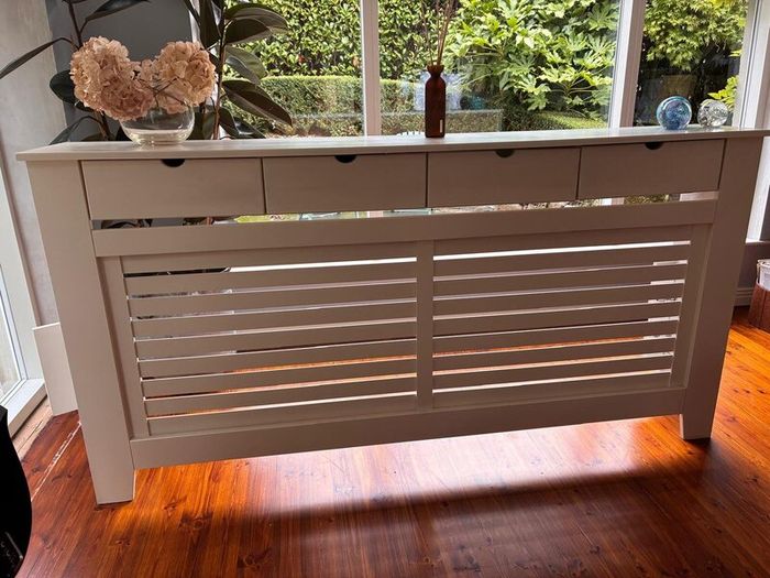 Bespoke cream radiator cover/ console with storage
