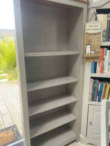 Tall grey Bookshelf cabinet