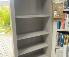 Tall grey Bookshelf cabinet