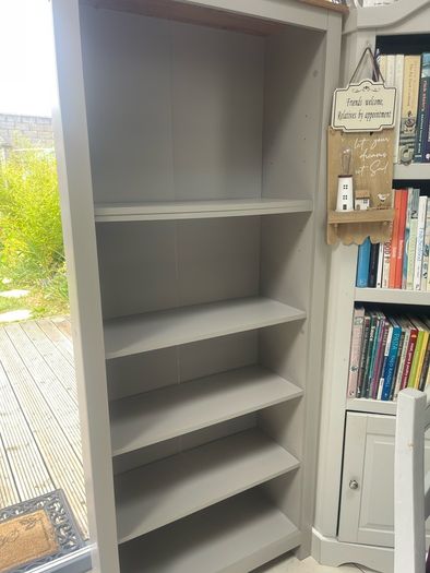 Tall grey Bookshelf cabinet