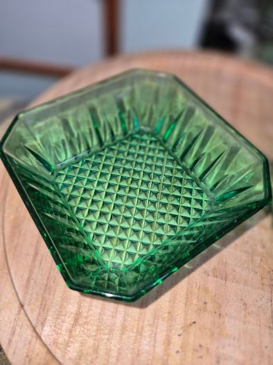 Vintage Pair of green glass dishes