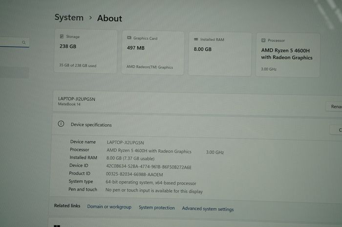 Huawei Matebook D14 14" Laptop | Ryzen 5 4600H | 8GB | 256GB SSD