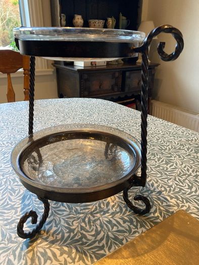 Large Metal and glass 2 tier stand Mindy Browne