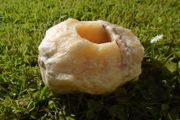Orange Calcite tea light holder,Natural crystals, Orange Calcite