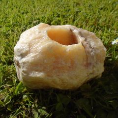 Orange Calcite tea light holder,Natural crystals, Orange Calcite