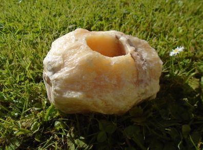 Orange Calcite tea light holder,Natural crystals, Orange Calcite