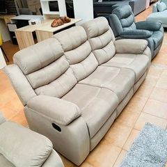 3 Seater Fabric Recliner Sofa Brown, brand new!