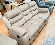 3 Seater Fabric Recliner Sofa Brown, brand new!