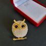 Owl Brooch Shawl Pin Badge Vintage Style Faux Pearls Bird Brooch Brown Owl Broach Image 5