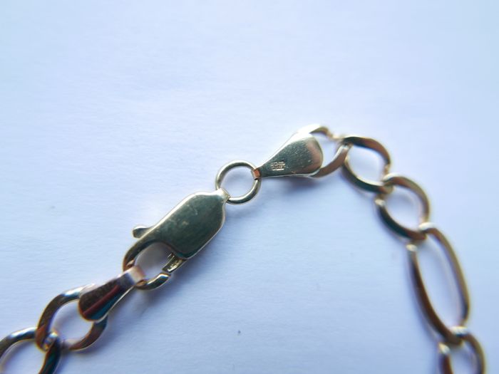 Vintage sold 9K Yellow Gold 375 Figaro Chain Bracelet length 9,2" - 6,5g
