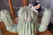 Gorgeous vintage Cactus teapot by Sunshine Ceramics Made in England 1987. The vulture on the lid has been glued.