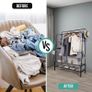 Heavy Duty Clothes Rail, 120KG Black Metal Rack With Double Hanging Clothing Rail, Shoe Rack, Storage Shelves & 4 Coat Hooks, Wardrobe Clothes Rails For Bedroom Office Shop Image 4