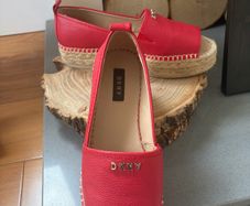 DKNY Mer Peep-Toe Espadrille Peep wedge flat shoes