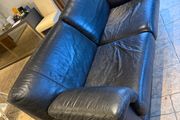 Black Leather Sofa Bed Double Bed Conversion
