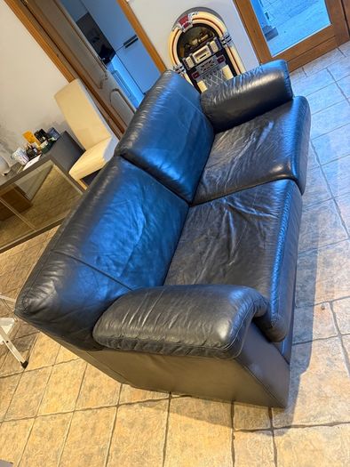 Black Leather Sofa Bed Double Bed Conversion