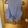 Naf naf navy and white tiny check waistcoat/ top. Lightweight cotton Image 3