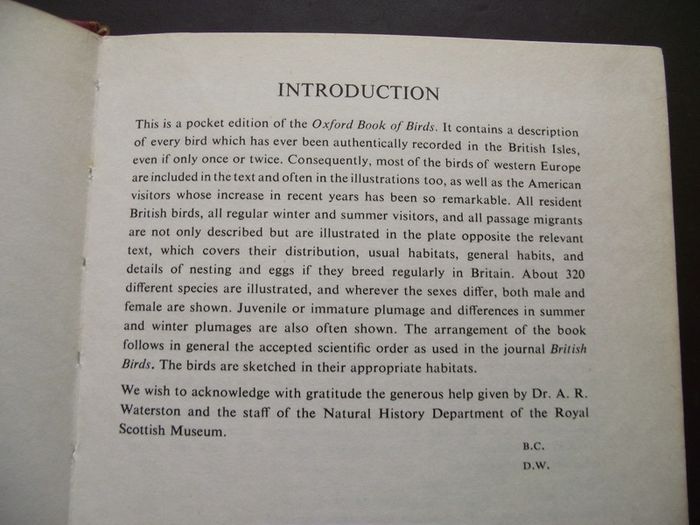 1972 "The Oxford Book of Birds"
