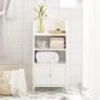White Freestanding Bathroom Cabinet with Shelves and Cupboard Image 5