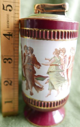 Vintage Colibri Grecian Fresco Design Porcelain Lighter - Handmade In Italy-Fiorentine collectible vintage lighter