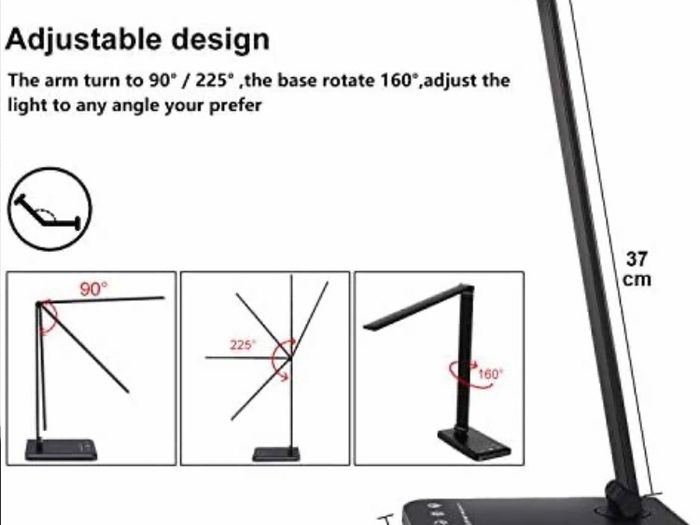 Eye caring Table Lamp,Dimmable Bedside lamp with USB Charging Port, 5 Light Modes x 10 Brightness Levels,Touch Control