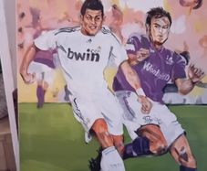 Tom Byrne painting of Cristiano Ronaldo Real Madrid v Shamrock Rovers