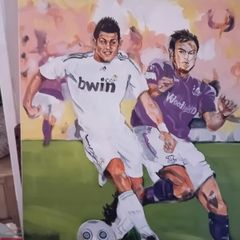 Tom Byrne painting of Cristiano Ronaldo Real Madrid v Shamrock Rovers