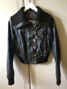 River Island cropped Leather jacket size 12