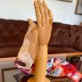 Antique Articulated Wooden Hand Arm Decorative from the Dents Glove Factory Worcester England Image 2