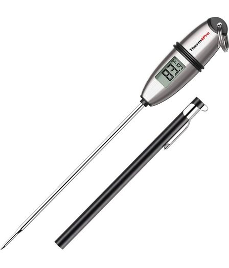 Digital Meat Thermometer, Instant Read Thermometer for Air Fryers Cooking, 13.5cm Temperature Probe with Tip Cover, Auto-Off and Non-Slip Ring, Ideal for Cooking BBQ Sugar Jam Kitchen (FREE POSTAGE)