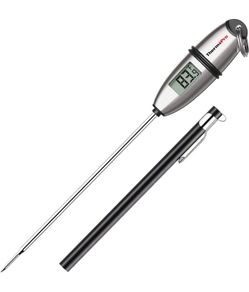 Digital Meat Thermometer, Instant Read Thermometer for Air Fryers Cooking, 13.5cm Temperature Probe with Tip Cover, Auto-Off and Non-Slip Ring, Ideal for Cooking BBQ Sugar Jam Kitchen (FREE POSTAGE)