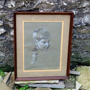 Vintage framed portrait study of a boy