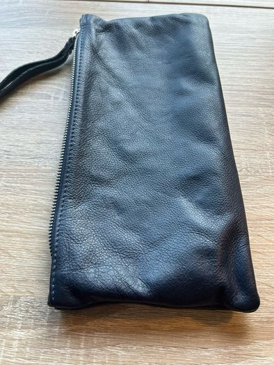 Leather Clutch Bag with Hand Strap