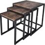 Nesting Tables Set of 3 Wooden Coffee Table, Stacking Side End Tables Steel Metal Frame, for Living Room, Black and Rustic Brown Image 6