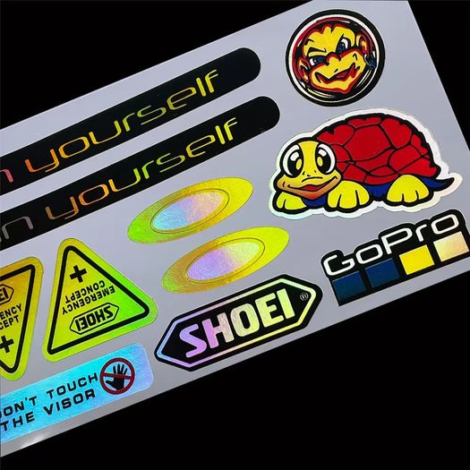 Bike Helmet Scrambler Motorbike Laser Rainbow Sticker Emblem Decals For SUZUKI GSXR 600 750 1000 K1 K2 K3 K4 K5 K6 K7 K8 H1 20cm x 8cm