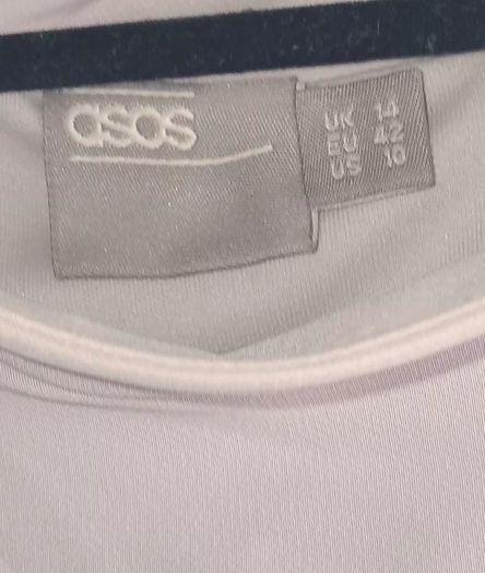 ASOS Light Grey Dress with Triangle Cutout Back.