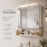 LED Mirrored Bathroom Cabinet with Storage, Basket & Hair Dryer Holder Image 2