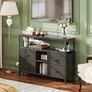 110cm TV Stand, TV Cabinet with Power Outlets & LED Light, 4 Fabric Drawers TV Unit for TVs Up to 55 inch, Entertainment Center for Living Room, Bedroom, Black Image 2