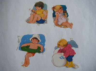 Vintage Embossed Paper Scraps - Children Playing