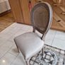 Beautiful solid oak & hand painted - antique French style dining table and with 4 rattan/ weave chairs Image 8
