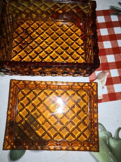 Vintage Bohemian amber glass box