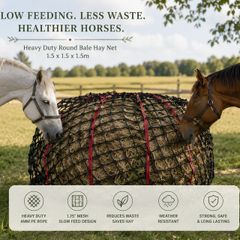 Heavy Duty Round Bale Hay Net 1.5m Slow Feed Hay Net for Horses & Livestock