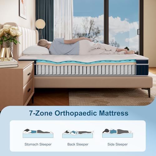 Hybrid Mattresses-26CM Double Mattress-Pocket Spring with Memory Foam Medium Firm Strengthen Edge Support, with Motion Isolation-135x190x26CM