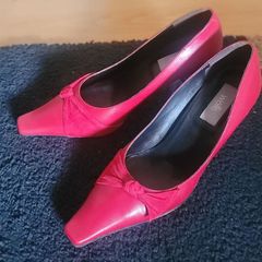 Free Wallis Size 37 EU 4.5 UK Red Leather & Suede Ladies Shoes