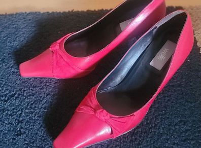 Free Wallis Size 37 EU 4.5 UK Red Leather & Suede Ladies Shoes